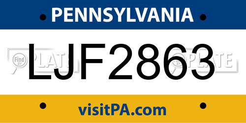 LJF2863 Pennsylvania License Plate