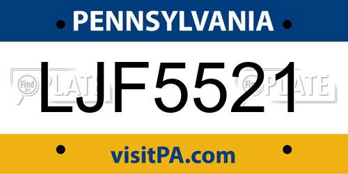 LJF5521 Pennsylvania License Plate