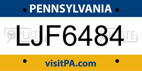 LJF6484 Pennsylvania License Plate