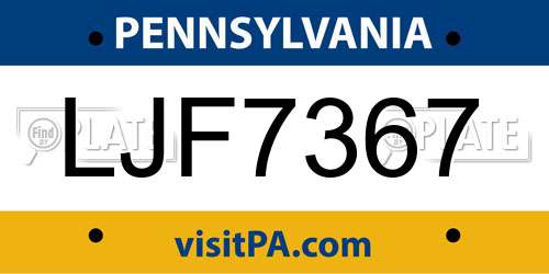 LJF7367 Pennsylvania License Plate