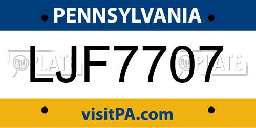 LJF7707 Pennsylvania License Plate