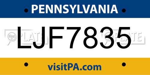 LJF7835 Pennsylvania License Plate