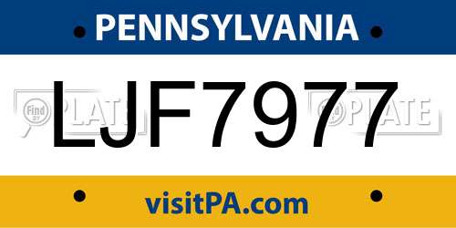 LJF7977 Pennsylvania License Plate