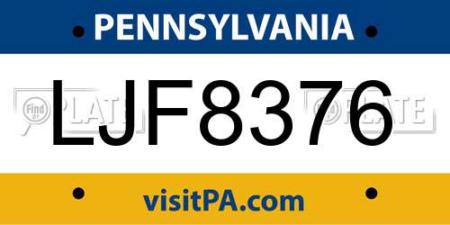 LJF8376 Pennsylvania License Plate