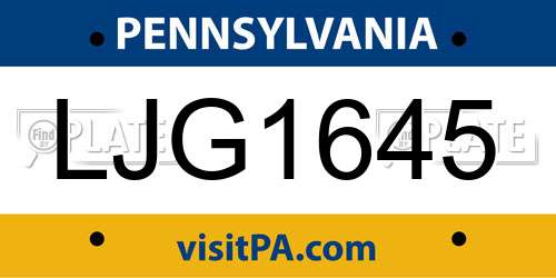 LJG1645 Pennsylvania License Plate