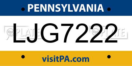 LJG7222 Pennsylvania License Plate