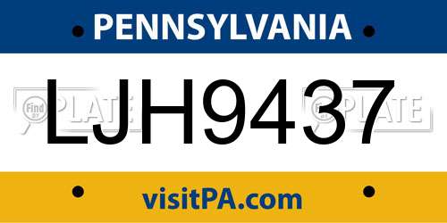 LJH9437 Pennsylvania License Plate