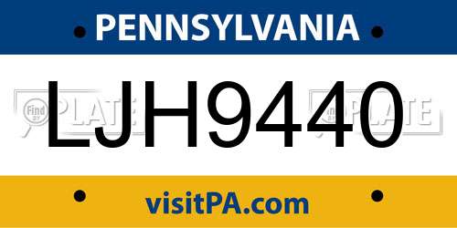 LJH9440 Pennsylvania License Plate