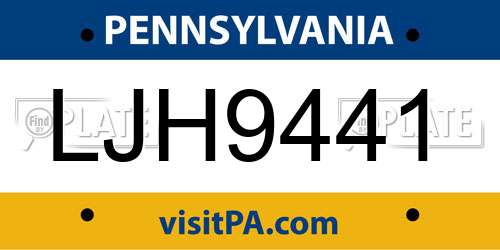 LJH9441 Pennsylvania License Plate