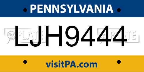LJH9444 Pennsylvania License Plate