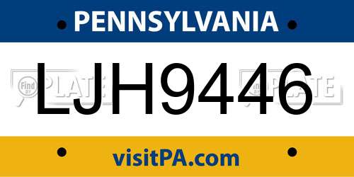 LJH9446 Pennsylvania License Plate