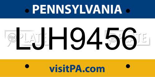 LJH9456 Pennsylvania License Plate