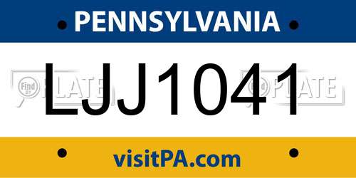 LJJ1041 Pennsylvania License Plate