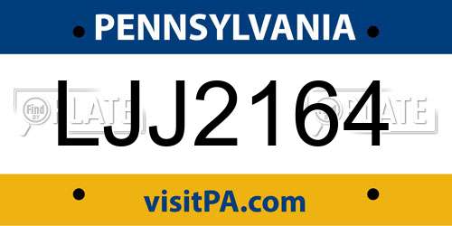 LJJ2164 Pennsylvania License Plate