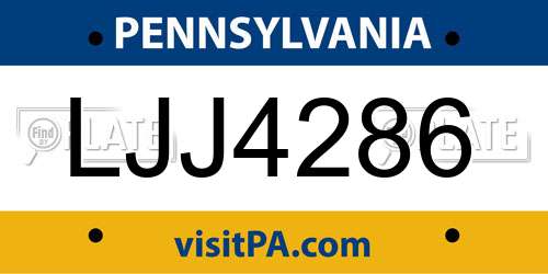LJJ4286 Pennsylvania License Plate