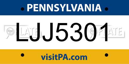 LJJ5301 Pennsylvania License Plate