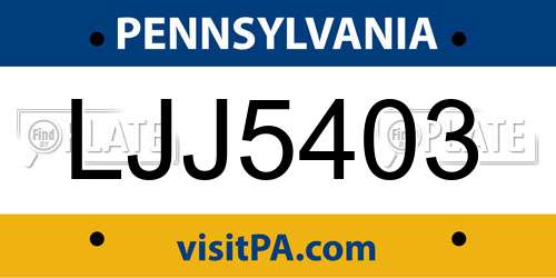LJJ5403 Pennsylvania License Plate