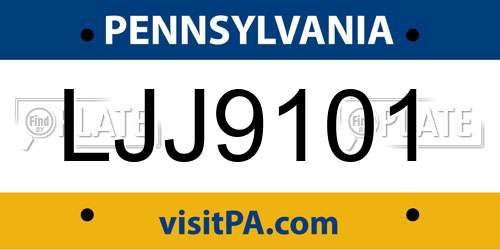 LJJ9101 Pennsylvania License Plate