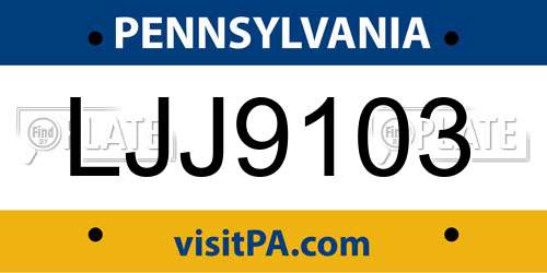 LJJ9103 Pennsylvania License Plate