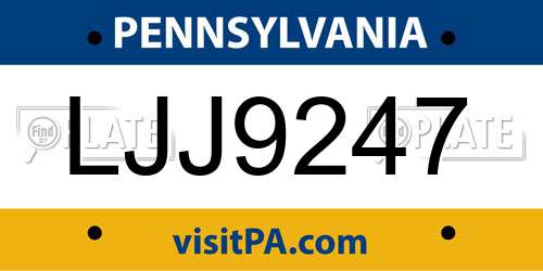 LJJ9247 Pennsylvania License Plate