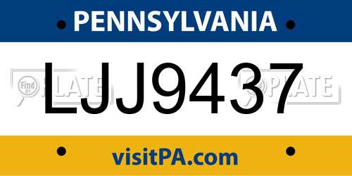 LJJ9437 Pennsylvania License Plate