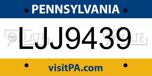 LJJ9439 Pennsylvania License Plate