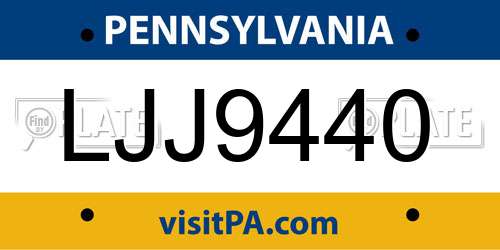 LJJ9440 Pennsylvania License Plate