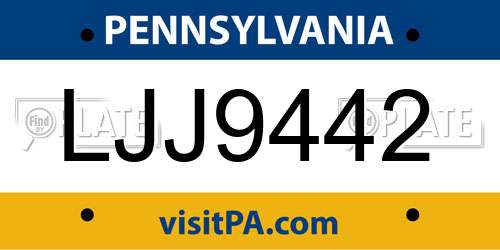 LJJ9442 Pennsylvania License Plate