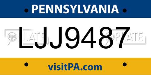 LJJ9487 Pennsylvania License Plate
