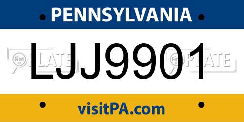 LJJ9901 Pennsylvania License Plate