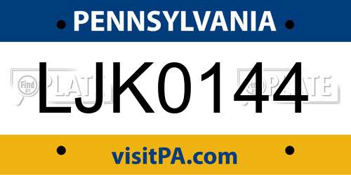 LJK0144 Pennsylvania License Plate