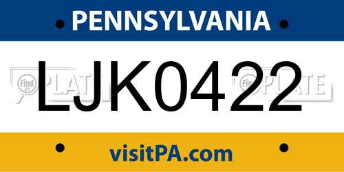 LJK0422 Pennsylvania License Plate