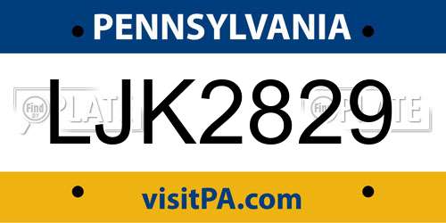 LJK2829 Pennsylvania License Plate