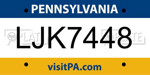 LJK7448 Pennsylvania License Plate