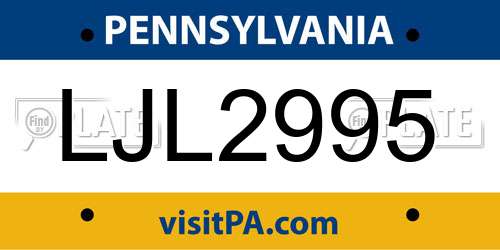 LJL2995 Pennsylvania License Plate