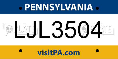 LJL3504 Pennsylvania License Plate