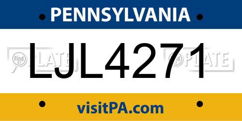 LJL4271 Pennsylvania License Plate