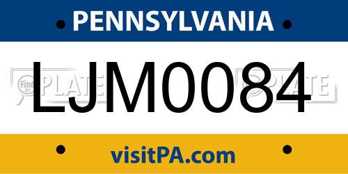 LJM0084 Pennsylvania License Plate