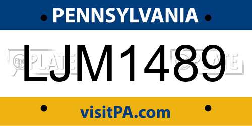 LJM1489 Pennsylvania License Plate