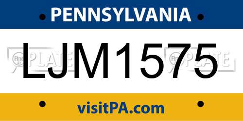 LJM1575 Pennsylvania License Plate