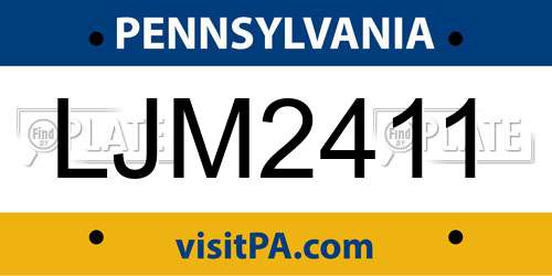 LJM2411 Pennsylvania License Plate
