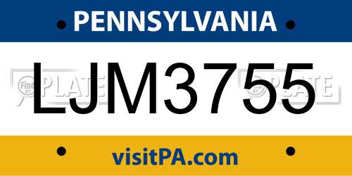 LJM3755 Pennsylvania License Plate