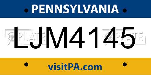 LJM4145 Pennsylvania License Plate