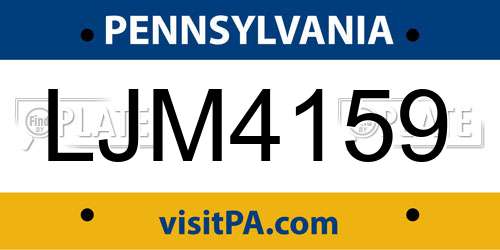 LJM4159 Pennsylvania License Plate
