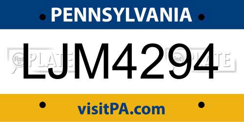 LJM4294 Pennsylvania License Plate