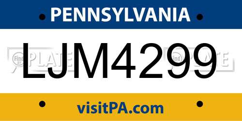 LJM4299 Pennsylvania License Plate