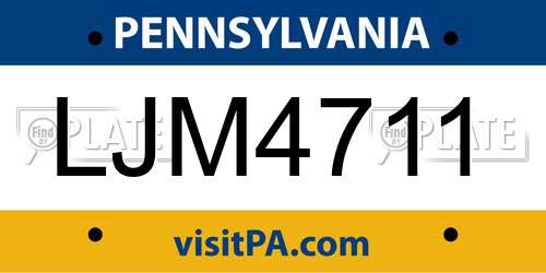 LJM4711 Pennsylvania License Plate