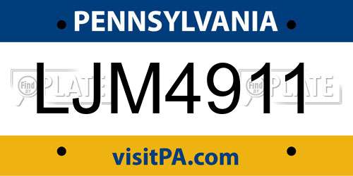 LJM4911 Pennsylvania License Plate