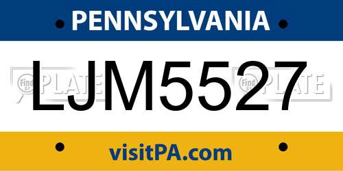 LJM5527 Pennsylvania License Plate