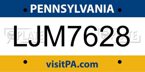 LJM7628 Pennsylvania License Plate